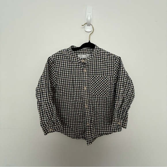 Zara Other - Zara Kids Checkered Shirt - Olive and dark Blue and White 2-3T